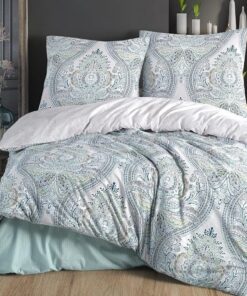 ZIRVEHOME Bettwäsche-Set türkis Paisley Muster, Baumwolle Ruma V1OEKO-TEX STANDARD 100 ZIRVEHOME Zweiteiliges Baumwoll