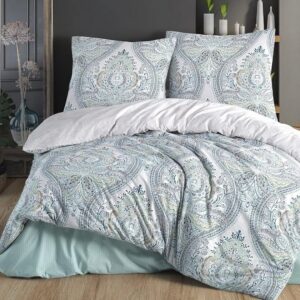 ZIRVEHOME Bettwäsche-Set türkis Paisley Muster, Baumwolle Ruma V1OEKO-TEX STANDARD 100 ZIRVEHOME Zweiteiliges Baumwoll