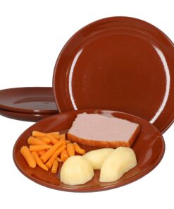 MamboCat 4er Set Ton-Kuchenteller Speistenbeilekeramik I Frühstücksteller I Dessertteller rund I Ø 23cm I Mittelalter Ge