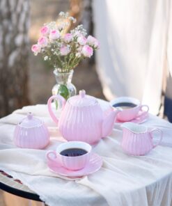 Porzellan Kaffeeservice & Teeservice für 6 Personen - elegantes Geschirrset aus feinem Porzellan, stilvoll & modern, Wei