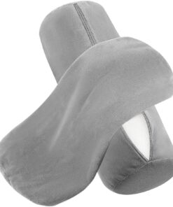 Prasacco Grauer Nackenrollenbezug mit Reißverschluss, 40 x 15 cm, 2 Stück für Memory-Schaum-Kissenrollen