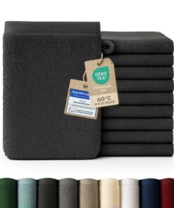 Blumtal Waschlappen 10er Set (15 x 20 cm) – 100% Baumwolle, OEKO‑TEX Standard 100, Anthrazit