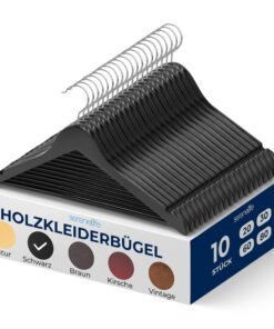 SereneLife Holz Kleiderbügel 10 Stück für Ihre Garderobe