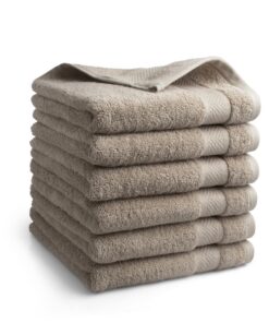 DoubleDry Handtuch-Set 6er (50×100 cm) – 500 g/m² Baumwolle, weich & saugstark – Taupe