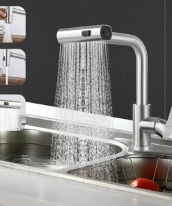 Edelstahl Wasserhahn Küchenarmatur mit Waterfall Mischbatterie für Küche
