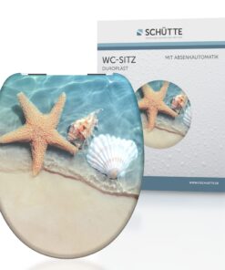 SCHÜTTE WC-Sitz BEACH mit Absenkautomatik und Duroplast-Hochwertigkeit für den Gebrauch in der Wellnesszimmertasse, 175k