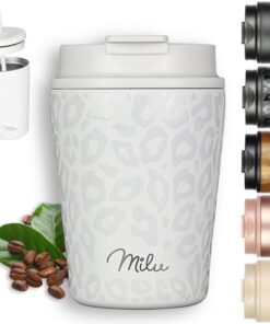 Milu Thermobecher 300ml - 100% Auslaufsicher - Edelstahl Kaffeebecher für Officearbeiter hält 10h heiß / 20h kalt, BPA-f