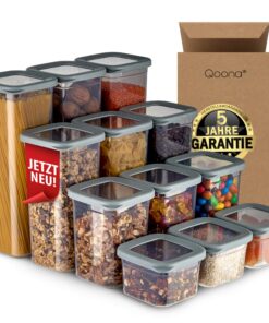 Luftdichte Vorratsdosen [12er-Set] Anthrazit - Stapelbar & platzsparend für Küche