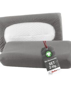 BaSaTex Bio Kissenbezüge für Nackenkissen | GOTS-zertifizierte Bio-Baumwolle | 2er Pack 40x60-45x65 cm Anthrazit