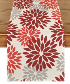Artoid Mode Rot Blumen Tischläufer Herbst Küche Dekoration 40x140 cm OEKO-TEX STANDARD 100 Artoid Mode Rot Dahliendesi