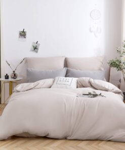 Bettwäsche gebürstet Microfaser Beige 200x200cm + 2 Kopfkissenbezug 80x80cm Reißverschluss