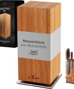 Maestro magnetisch drehbar Akazienholz Messerblock unbestückt 26 cm Klingen