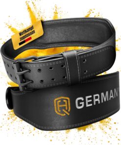 HQ Germany® Workout Supportgürtel für Gewichtheben - 100% Rindsleder, 100% Edelstahl - Trainingsgürtel für Fitness und P