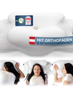 „Bamboo“ Orthopädisches Memory-Schaum Schlafkissen – Atmungsaktiver Bambus-Bezug für Rücken-, Seiten- & Bauchschläfer