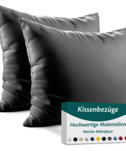 Kissenbezug 80x80 - Mikrofaser Oeko-TEX Zertifiziert - Anthrazit - 2er Set Hypoallergen Waschbar Atmungsaktiv