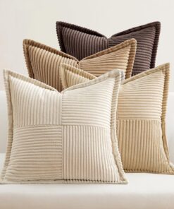 EMEMA Kordsamt Kissenbezüge 4er Set für Wohnzimmer und Schlafzimmer Dekorativ-weiche Kissenhülle Zierkissen 50x50 cm Kaf