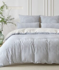 SOULFUL Öko-Tex 100 Denim Blaubettwäsche-Sets 155x220cm Boho Gestreift