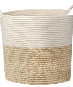 Briful Wäschekorb - Baumwollseilgeflochter Aufbewahrungskorb für Baby Spielzeuge im Wohnzimmer mit Griff - 38x38CM
