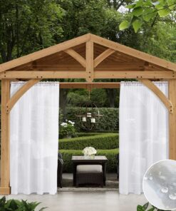 EMEMA Wasserdichte Vorhänge für Veranda und Terrasse, durchsichtig, elegant, 137 x 244 cm, Weiß