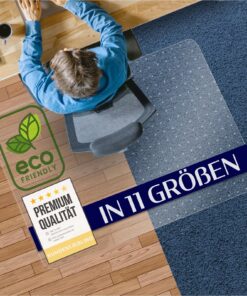 NaturboDenschutzmatte PET - transparent - 100% recyclebar - nachhaltige Bürostuhlmatte - vielseitiger Bodenschutz 90x120