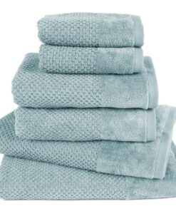Badetuch Set mit Aufhängeschlaufen aus 100% Baumwolle für die Familie - 2X Badetuch (70x140 cm) 2X Handtuch (50x100 cm)