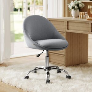 SONGMICS Homeoffice-Stuhl, hofeigene Schminkstuhl, Baumwoll-Leinen-Mischgewebe Polsterung, schaumstoffverstärkt, höhenve