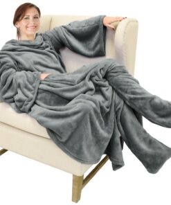 Catalonia Winterfleece-Kuscheldecke mit Ärmeln und Füßen für Erwachsene