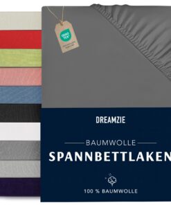 Dreamzie Spannbettel 200x200cm Baumwolle OEKO-TEX Zertifiziert Anthrazitgrau 100% Jersey