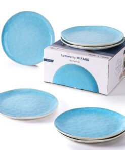MIAMIOMIA - 6 x 28 cm Teller/Speiseteller Set aus Steingut Keramik fürEssen im Freien - Lumera Kollektion (Blau) MIAMI