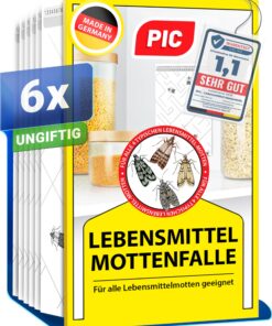 PIC Lebensmittelmotten Falle - 6 Lebensmittelmottenfallen - Ideal für Hausfrauen und Kocher - Effektiv bei der Befallser