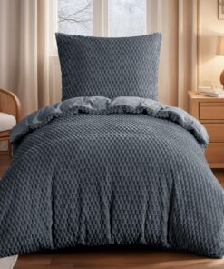Aisbo Winter Flanell Bettwäsche, Warm Plüsch Teddy Fleece, Grau 135x200 2teilig, Cashmere Touch, Flauschig, OEKO-TEX STA
