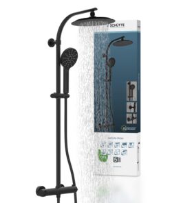SCHÜTTE MADURA Duschsystem Matt Schwarz mit Thermostat & Kopfbrause