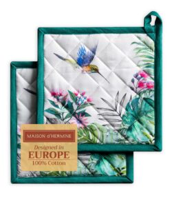 Maison d' Hermine Topflappen, hitzebeständig, 100% Baumwolle, für Zuhause, Oster-Hotpads, Tropiques - Frühling/Sommer, O