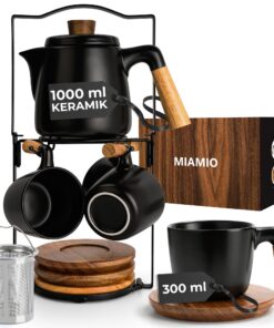 MIAMIOMiaio 1 Liter Keramik-Teekanne-Set Schwarz Haus Büro