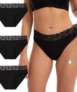 Leichte Periodenunterschwäsche INNERSY für Menstruation - 3er Pack, OEKO-TEXcertifiziert | Mittlere Blutung Periodensli