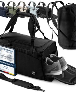 Sporttasche Trainingstasche + Rucksack-Funktion | Herren Damen | Aus efterreisen und Fitness | Viel Raum für Schuhe und.