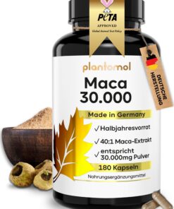 30.000mg Maca-Pulver pro Kapsel - Hochdosiert für Bemerkenswerte Ergebnisse - 180 Kapseln Halbjahresvorrat