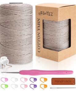 Baumwolle Zum Häkeln Makramee Garn |5mm 250g 210m für Anfänger Cotton Yarn