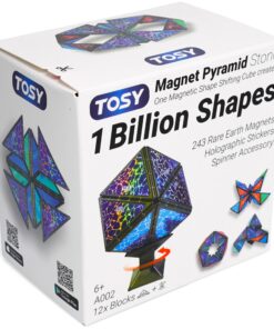 TOSY Magnet Pyramid Stone - 1 Würfel verwandelt sich in 1 Milliarde Formen, 12 Teile, 243 Magnete, ideal für Kinder, hol