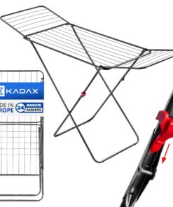 KADAX Wäscheständer Anthrazit 18m Trockenfläche, Platzsparend für Wohnung, Balkon & Garten, Made in EU
