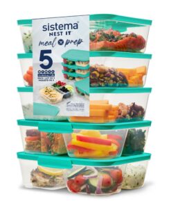 Sistema Nest Frische Vorratsdosen Meal Prep Boxen | Luftdichte Dosen mit DREI Fächern und Dekalkationsfunktion | Grüne D