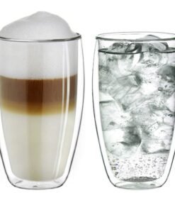 Creano doppelwandiges Thermoglas für Kaffee und Tee, ideal für kleine Hände, 250ml DG-SH Gläser, 2er Set