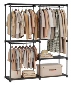 SONGMICS Kleiderschrank offen, viel Platz, für Schlafzimmer und Wohnzimmer, 3 Hängefächer, RYG025B02