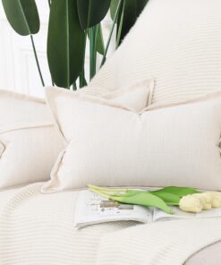 Madizz 2er Set Weiche Kissenbezüge Elfenbein 40x80 cm für Sofa und Schlafzimmer mit breiter Kante und dekorativer Ausric