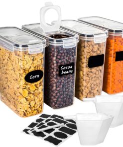 4L Luftdichte BPA-freie Vorratsdosen Set mit Deckel & Etiketten für Mehl, Reis & Spaghetti