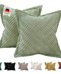 Weiche & Kuschelige Kissenhüllen Salbeigrün 40x40 2er Set für SoFA & Dekokissen - Stilvolle Samtdeko im Zimmer | Kusche