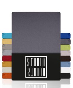 STUDIO Basic Spannbettlaken 200x220cm - Bügelfrei & Elastisch - Grau - Öko-Tex Zertifiziert - für Matratzen 15-35cm