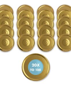 20er Gold Twist-Off Ersatzdeckel 100 mm mit Button für Marmeladen-, Honig- & Einmachgläser