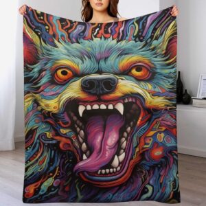 Hyäne Flanel Fleece Wohndecken, Superweich, Flauschig, Warm für Schlafcouch, 100×130cm Hyäne Flannel Fleece Kuscheldec