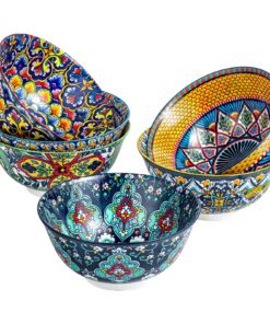 HENXFEN LEAD Große Porzellan Müslischalen, Bunte Bohemian Style 6er Pack
